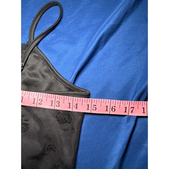 Womens black lace babydoll floral cami tank top medium coquette y2k festival - Picture 7 of 9